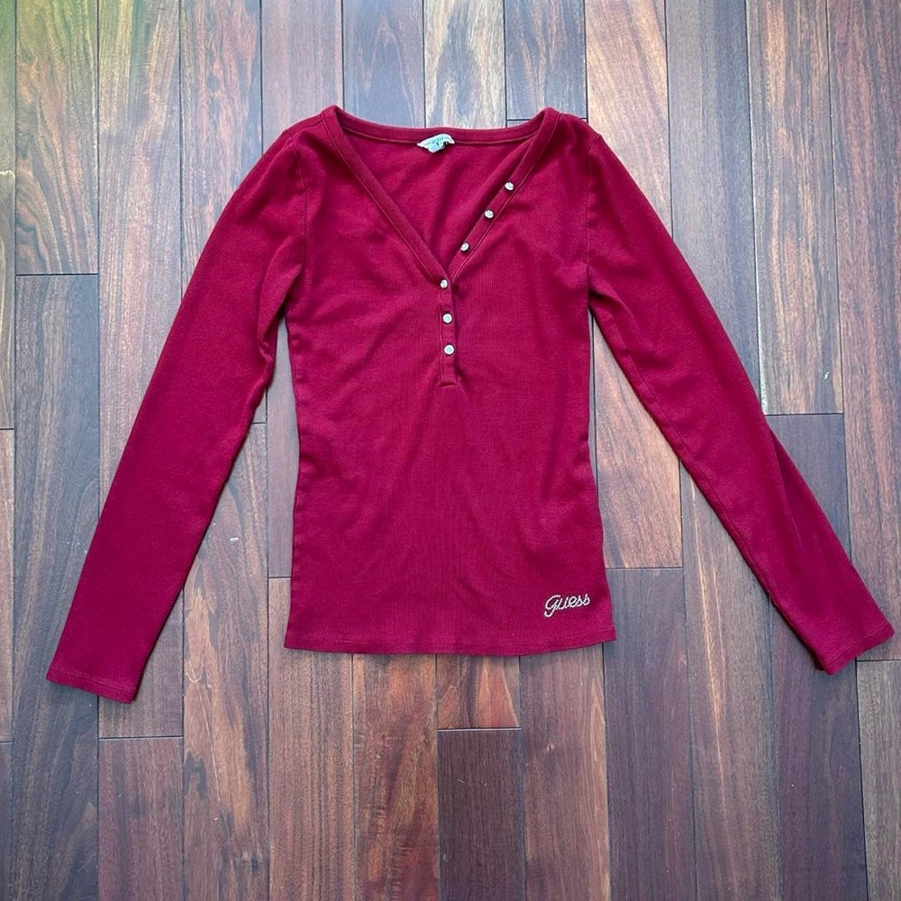 Guess Ribbed Henley Top